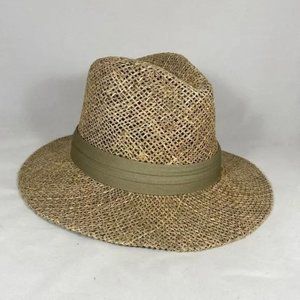 Wide Brim Pinch Front Fedora Straw Hat *